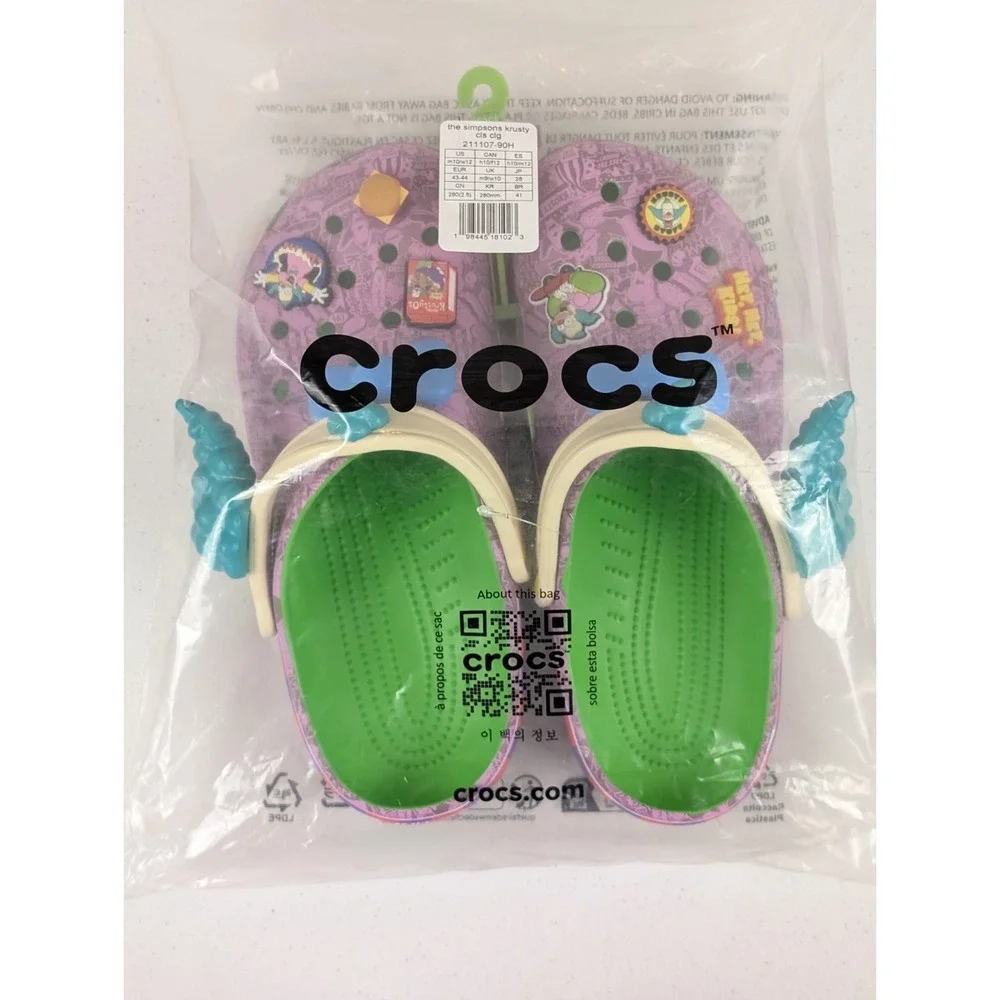 Crocs x The Simpsons Krusty the Clown Mens Size 10 Womens Size 12 Classic Clog